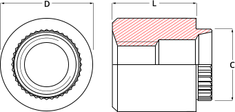 round rivet bush standoff knurled spigot