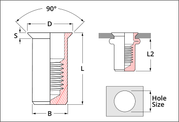 countersunk rivet nut closed end